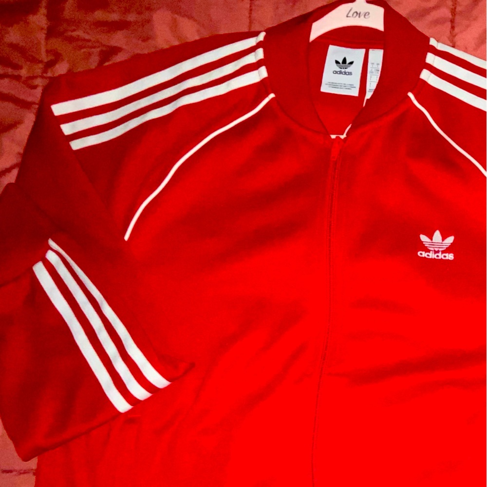 Adidas Mens Large Red Bomber Jacket